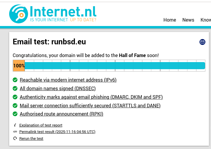 Internet.nl 100% score :-)